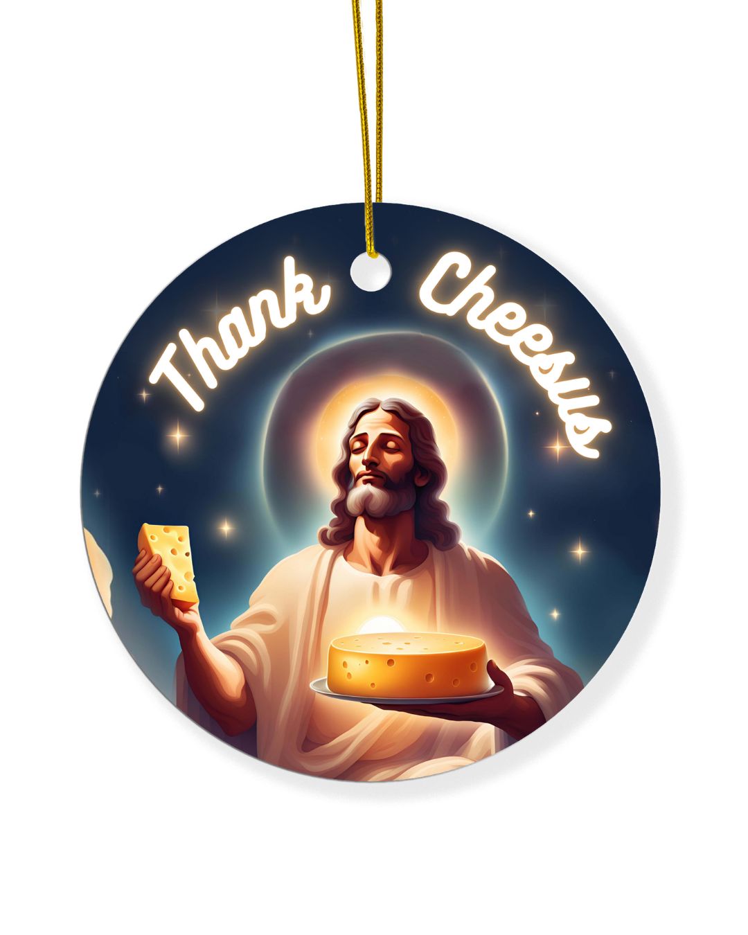 Thank Cheesus – Funny Cheese Lover’s Christmas Ornament