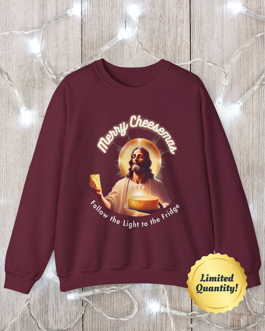 Merry Cheesemas Sweatshirt – Follow the Light to the Fridge - Perfect Holiday Gift for Cheese Lovers!